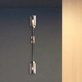 Gray Glass Black Wall Lamp - Cylinder Design 2/4 Bulbs Simple Lighting Fixture For Living Room 2 /