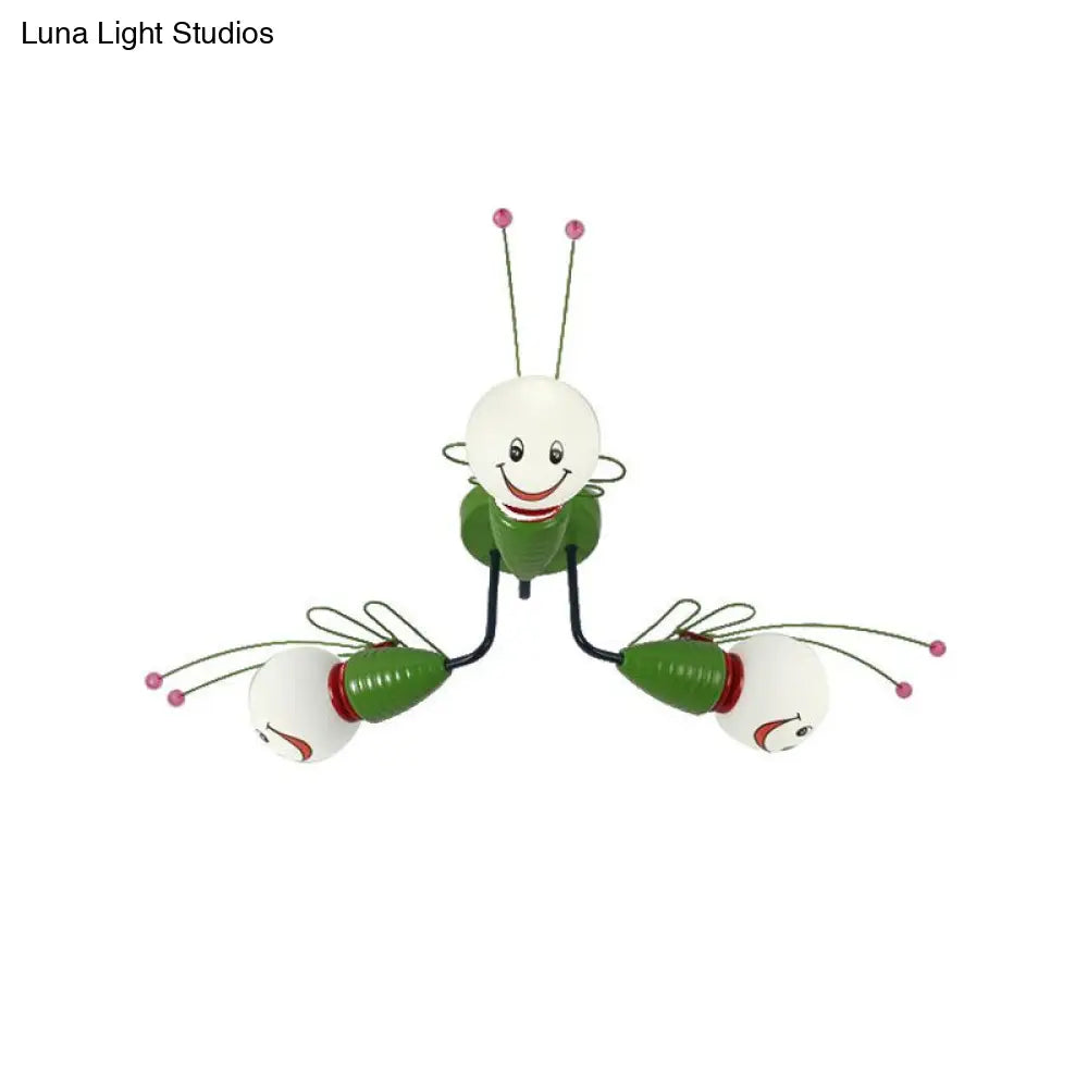 Green Bee Metal Semi-Flush Ceiling Lamp For Hallway/Bedroom