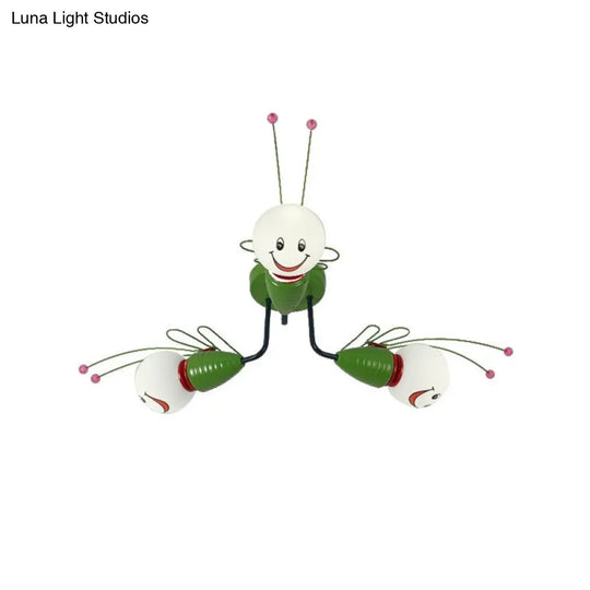 Green Bee Metal Semi-Flush Ceiling Lamp For Hallway/Bedroom