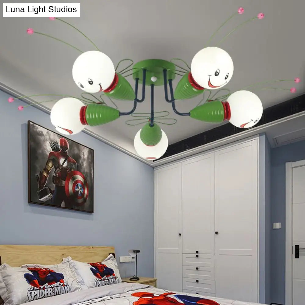 Green Bee Metal Semi-Flush Ceiling Lamp For Hallway/Bedroom 5 /