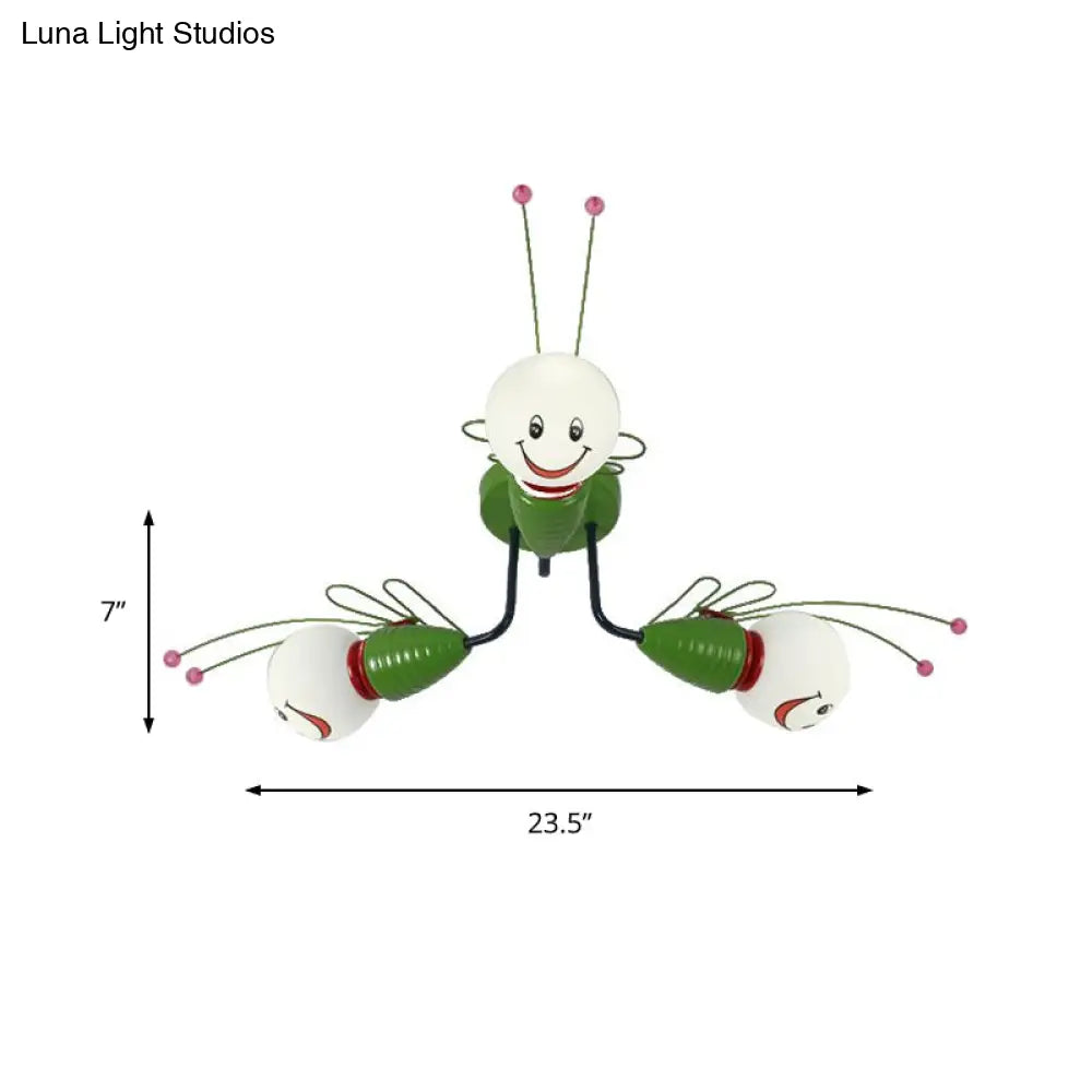 Green Bee Metal Semi-Flush Ceiling Lamp For Hallway/Bedroom