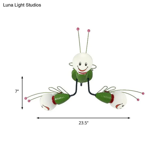 Green Bee Metal Semi-Flush Ceiling Lamp For Hallway/Bedroom