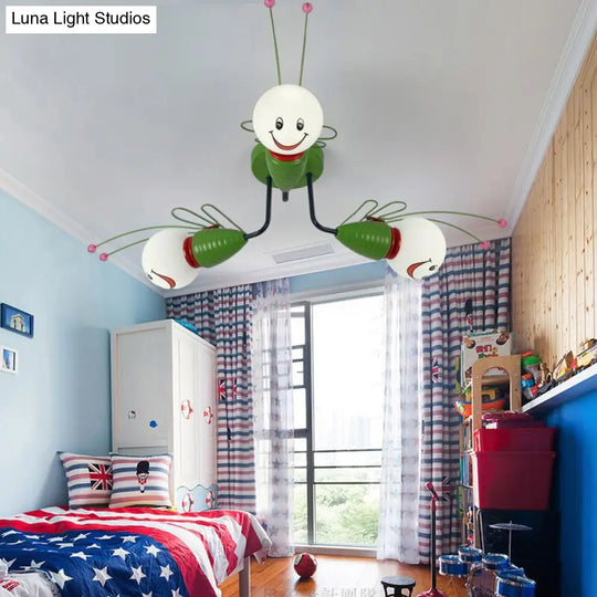 Green Bee Metal Semi-Flush Ceiling Lamp For Hallway/Bedroom 3 /