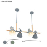 Green/Grey/White Metal Dome Shade Island Chandelier - Nordic Style Pendant Lamp With 4 Heads