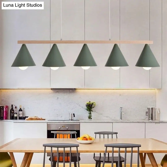 Green Iron Island Pendant With Nordic Design- 3/5 Head Ceiling Light 5 /