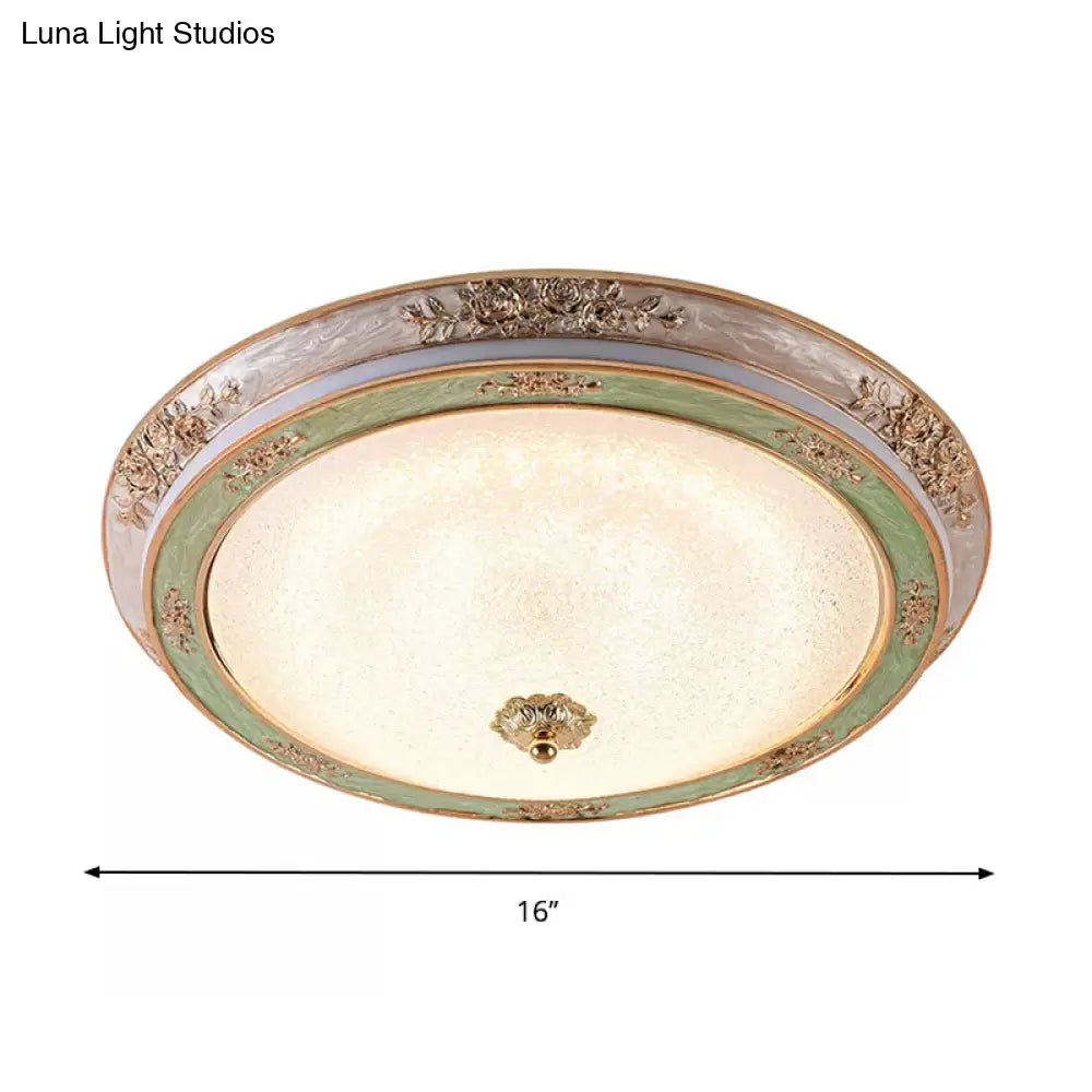 Green Seeded Glass Flush Mount Led Lamp In Warm/White Light Available 3 Sizes: 14’ 16’ 19.5