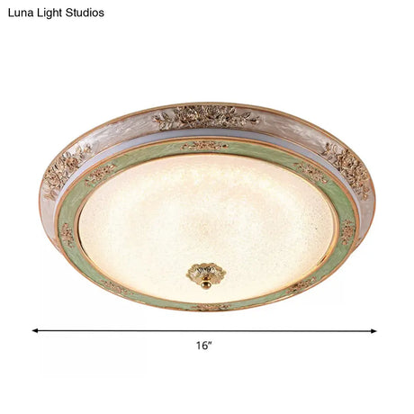 Green Seeded Glass Flush Mount Led Lamp In Warm/White Light Available 3 Sizes: 14’ 16’ 19.5