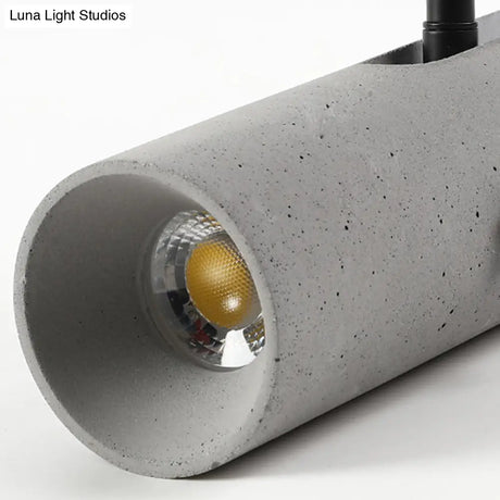 Grey Cement Semi Flush Mount Spotlight With Modern Cylinder Shade For Dining Room