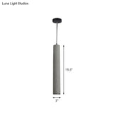 Grey Cement Tube Hanging Lamp: Minimalist Single-Bulb Ceiling Lighting For Dining Room