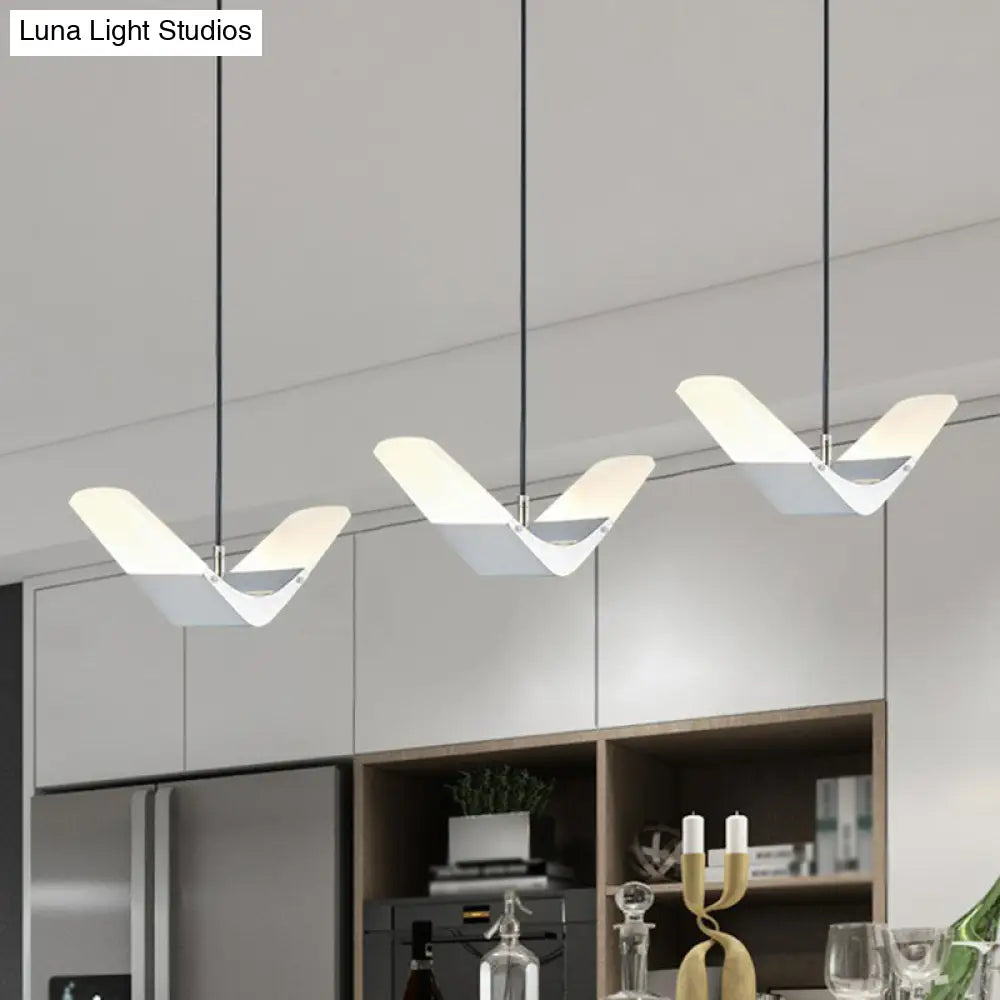 Gull-Shaped Cluster Pendant: Acrylic Decorative 3-Light Ceiling Light For Restaurants Chrome