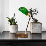 Haedus - Vintage-Style Green Glass Reading Lamp With Retro Design Perfect For Brown