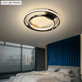 Halo Led Flush Ceiling Light In Black - Sleek Metallic Design Perfect For Bedrooms