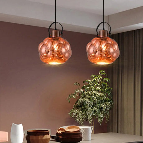 Hand Blown Glass Pendant Light - Modern Global Design 1 Chrome/Gold/Rose Gold Ideal For Dining Room