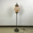 Hand-Crafted Vintage Glass Floor Lamp In Red/Blue/Green Sphere Stand Dark Blue