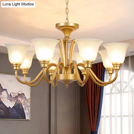 Handblown Glass Bell Suspension Chandelier - Rustic Living Room Light Fixture