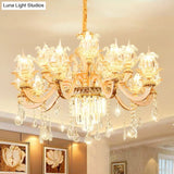 Handblown Glass Floral Vintage Chandelier Pendant Light With Crystal Accent