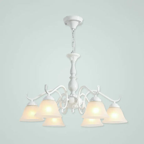 Handblown Glass Suspension Light Rustic Chandelier In White For Living Room 6 / A