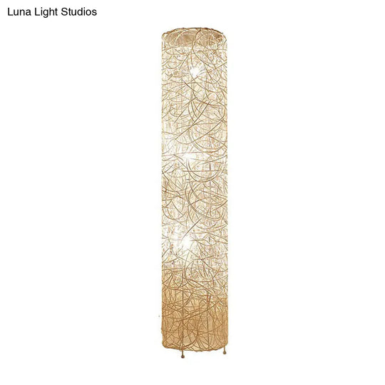 Handcrafted Asian Style Rattan Tea Room Floor Lamp With 3 Shade Heads