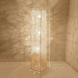 Handcrafted Asian Style Rattan Tea Room Floor Lamp With 3 Shade Heads White / Square Plate