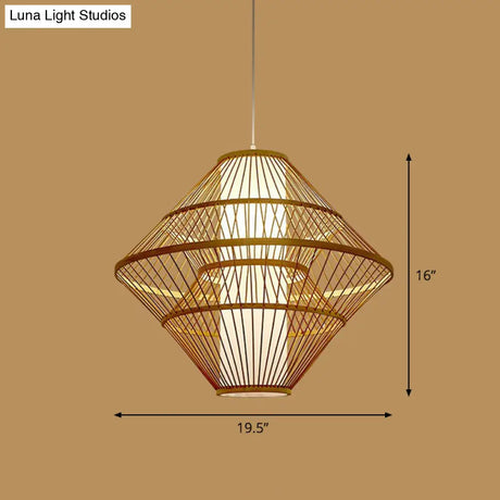 Handmade Bamboo Pendant Light - Modern Single Style For Restaurant Ceiling