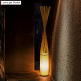 Handwoven Bamboo Standing Light - Asian Inspired Floor Lighting For Living Room