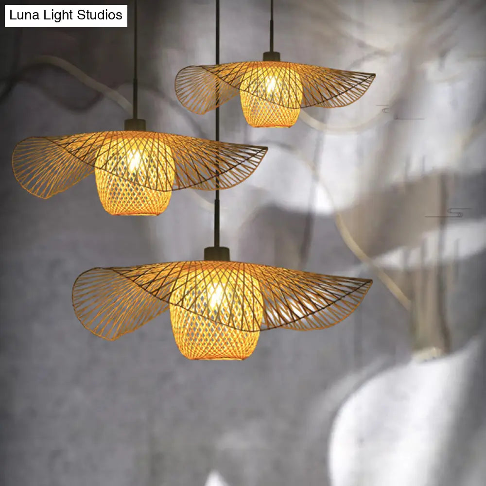 Handwoven Bamboo Suspension Pendant Light - Minimalist Design For Restaurants Wood / 18