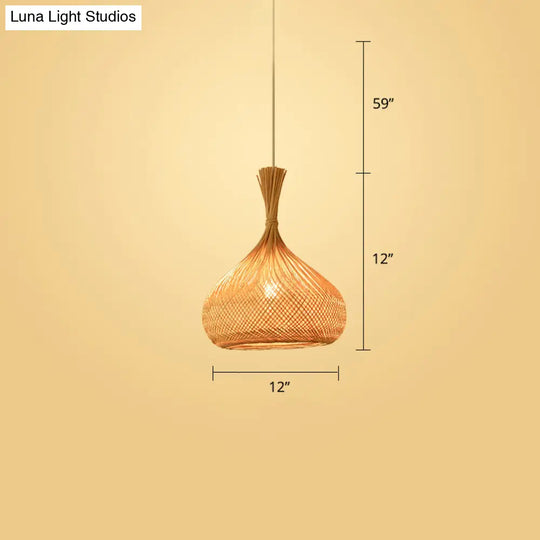 Handwoven Rattan Ceiling Pendant Light - Modern Style For Restaurants (Single)