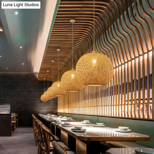 Handwoven Rattan Ceiling Pendant Light - Modern Style For Restaurants (Single)