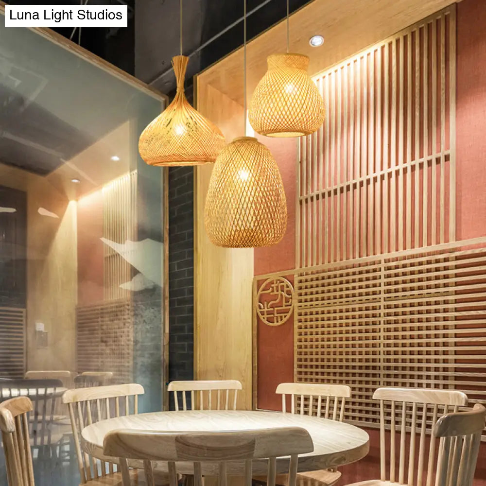 Handwoven Rattan Ceiling Pendant Light - Modern Style For Restaurants (Single)