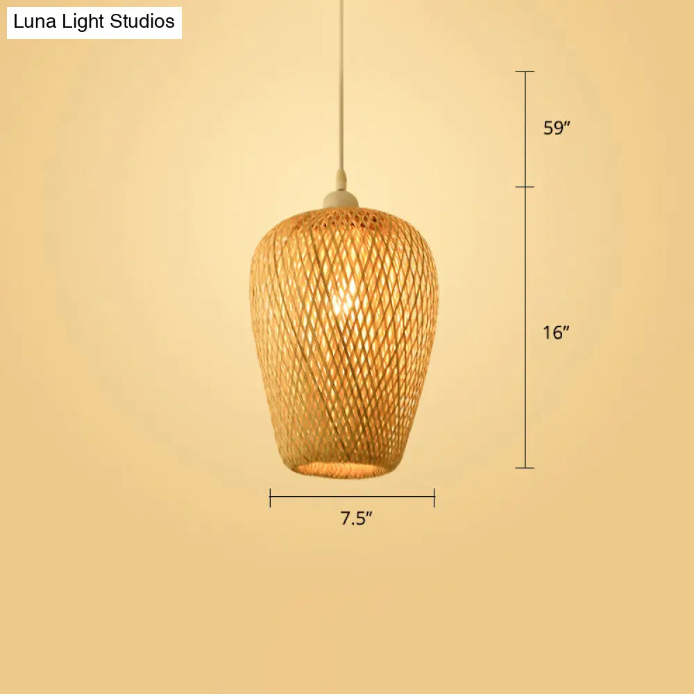 Handwoven Rattan Ceiling Pendant Light - Modern Style For Restaurants (Single)
