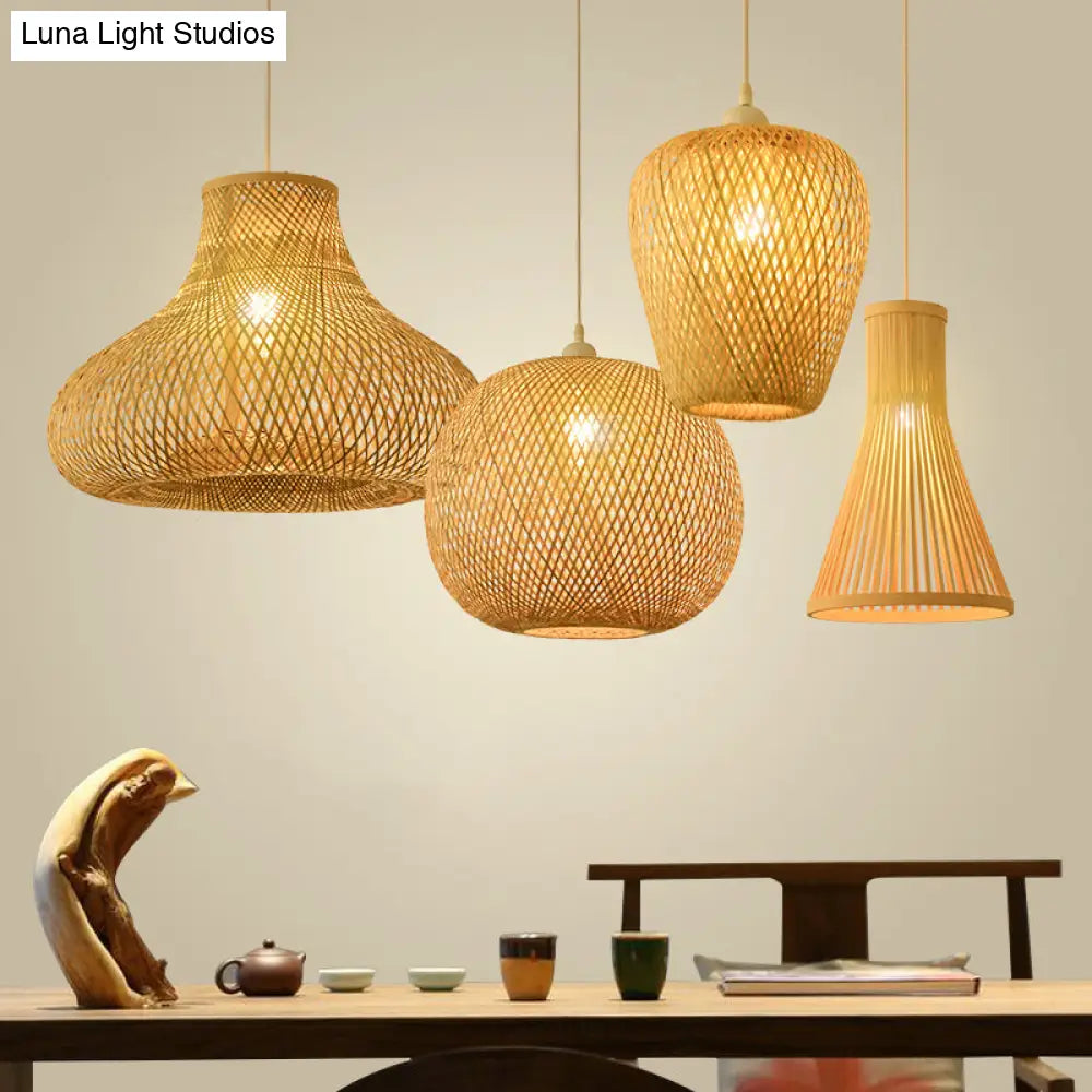 Handwoven Rattan Ceiling Pendant Light - Modern Style For Restaurants (Single)