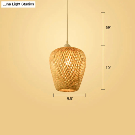 Handwoven Rattan Ceiling Pendant Light - Modern Style For Restaurants (Single) Wood / C