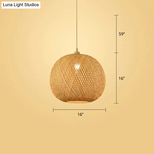 Handwoven Rattan Ceiling Pendant Light - Modern Style For Restaurants (Single) Wood / H
