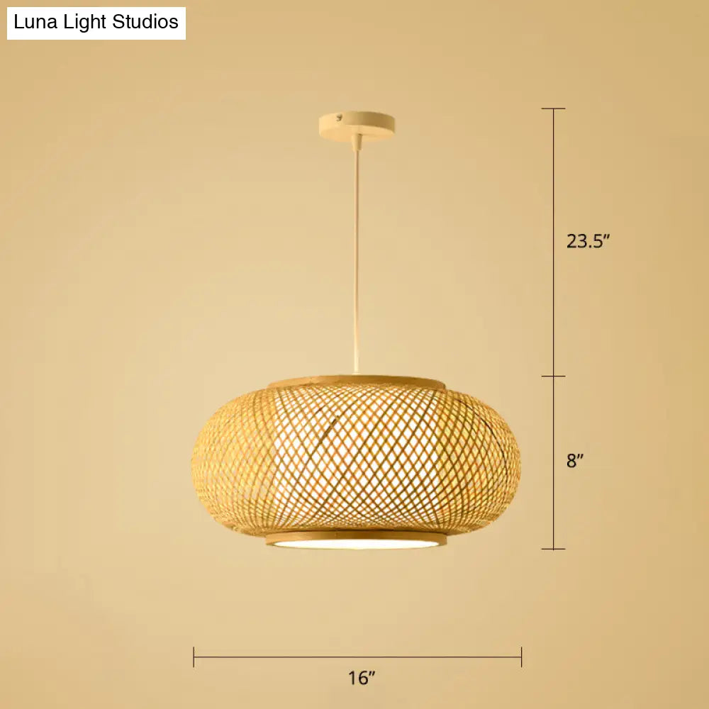 Handwoven Rattan Ceiling Pendant Light - Modern Style For Restaurants (Single) Wood / J