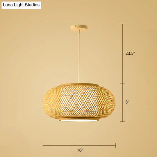 Handwoven Rattan Ceiling Pendant Light - Modern Style For Restaurants (Single) Wood / J
