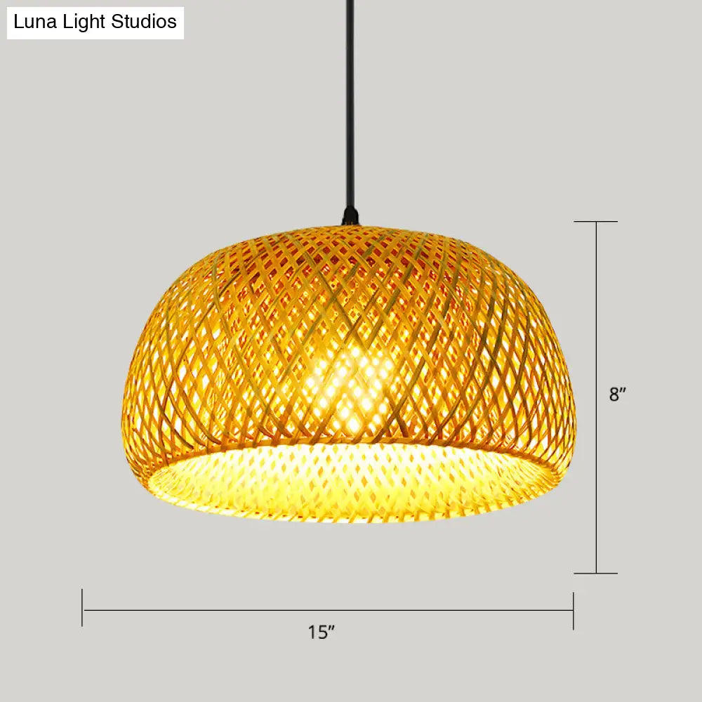 Handwoven Rattan Suspension Light: Simplicity Wood Pendant Fixture
