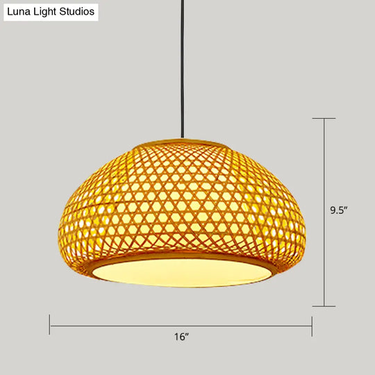 Handwoven Rattan Suspension Light: Simplicity Wood Pendant Fixture