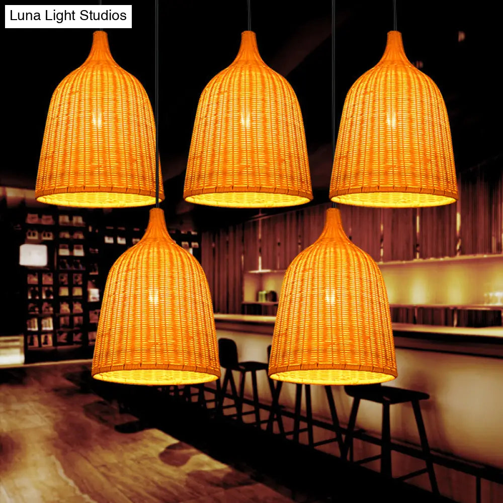 Handwoven Rattan Suspension Light: Simplicity Wood Pendant Fixture