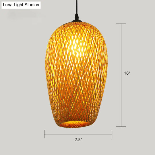 Handwoven Rattan Suspension Light: Simplicity Wood Pendant Fixture