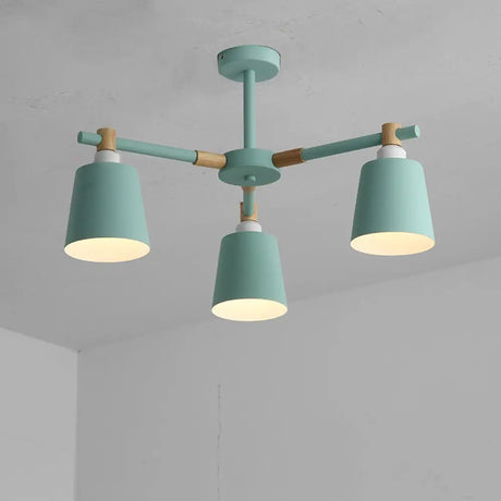 Hanging Nordic Metal Bedroom Chandelier With Wooden Joint - Horn Shade Ceiling Light Fixture 3 /