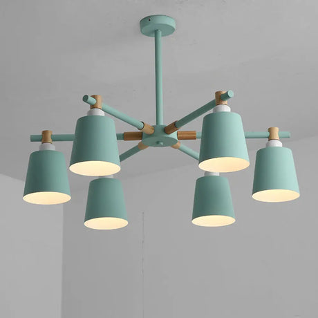 Hanging Nordic Metal Bedroom Chandelier With Wooden Joint - Horn Shade Ceiling Light Fixture 6 /