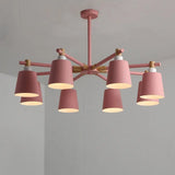 Hanging Nordic Metal Bedroom Chandelier With Wooden Joint - Horn Shade Ceiling Light Fixture 8 /