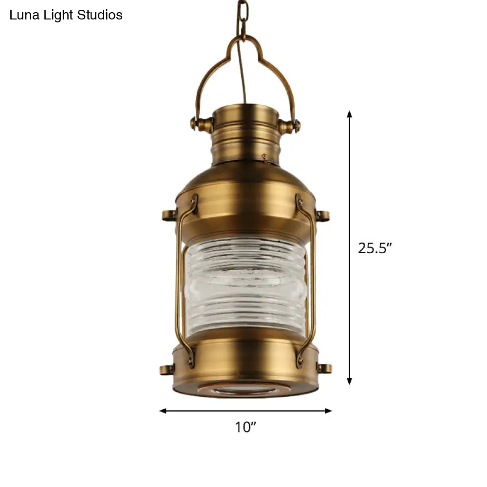 Brass Pendant Light With Clear Glass Shade - Hanging Ceiling Lamp For Dining Room