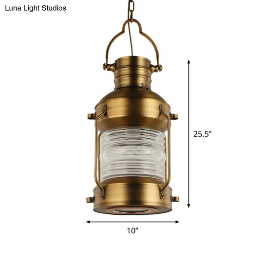 Brass Pendant Light With Clear Glass Shade - Hanging Ceiling Lamp For Dining Room