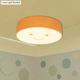 Happy Face Led Nursery Ceiling Light - Acrylic Flush Mount For Kids Yellow / White