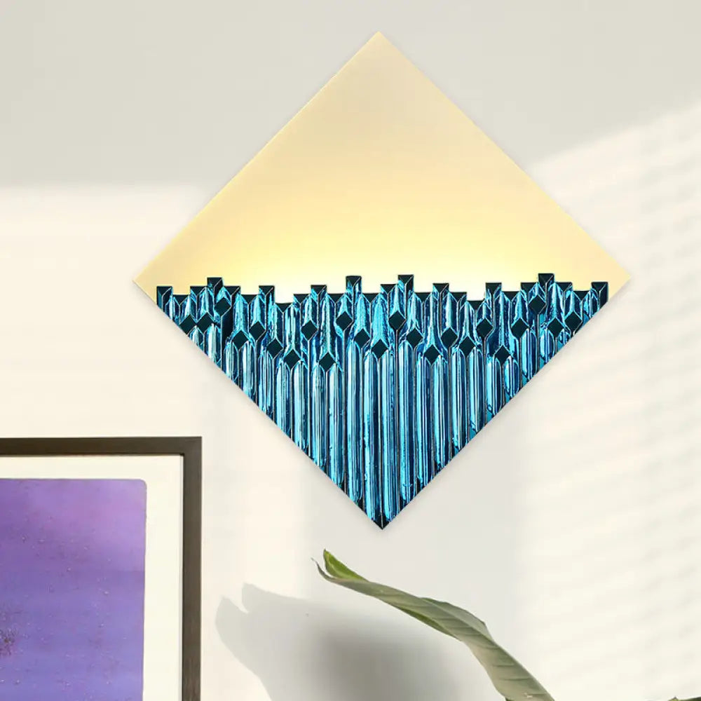 Harlequin Metallic Led Wall Lamp - Asia Inspired Acrylic Gold/Blue Surface Blue