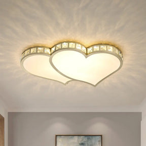 Heart Crystal Led Flush Lamp - Gold Ceiling Mount With Warm/White Light / Warm