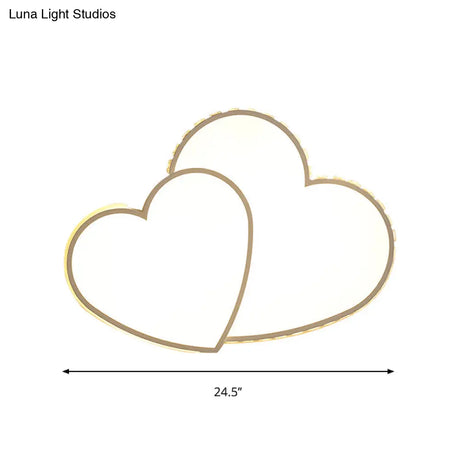 Heart Shaped Crystal Led Ceiling Flush Light Fixture - 20.5’/24.5’ Wide Warm/White White Mount