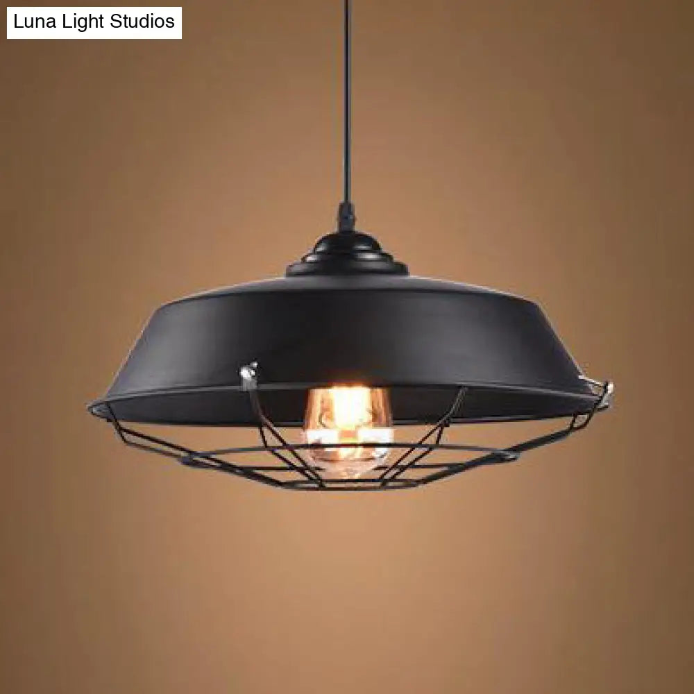 Height Adjustable Farmhouse Barn Pendant Lamp Black/White Metal Hanging Ceiling Light For Bars