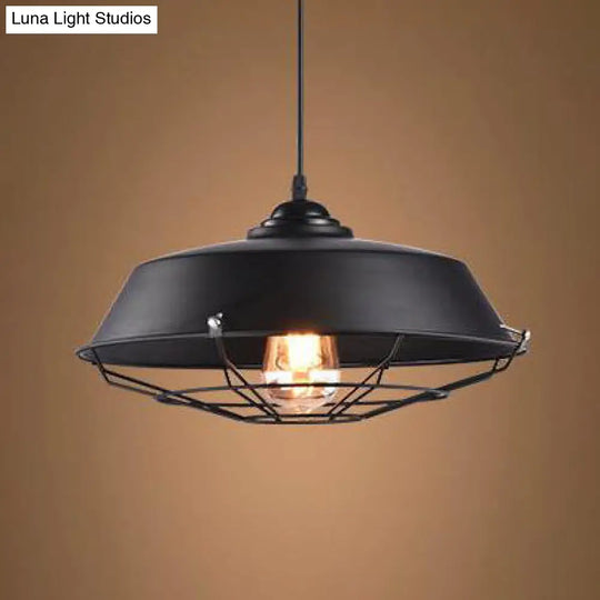 Height Adjustable Farmhouse Barn Pendant Lamp Black/White Metal Hanging Ceiling Light For Bars